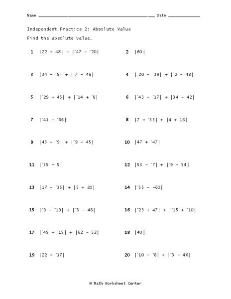 absolute  worksheet    grade lesson planet