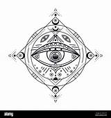 Okkultes Occult Illuminati Schwarzes Isoliertes Auge Vorsehung sketch template
