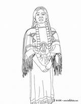 Native Sacajawea Sacagawea Indian Colorear Hellokids Americans Indians Coloringhome Indien Axe Línea sketch template