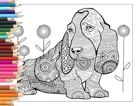 dog zentangle coloring page printable art hand  etsy