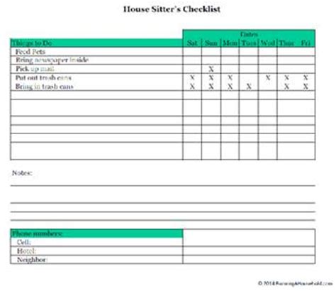 house sitter instructions template collection