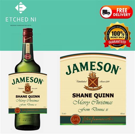 personalised jameson whiskey label  fits cl bottles etsy