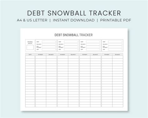 debt snowball tracker printable debt payment worksheet etsy