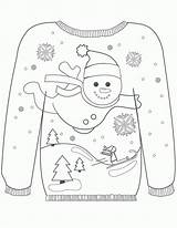 Snowman Kersttrui Kerst Tracing Elf Sweaters Kleurplaten Kleurplaatje Noël sketch template
