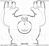 Outlined Buff Giving Pig Clipart Cartoon Thoman Cory Vector Cat Royalty Coloring sketch template