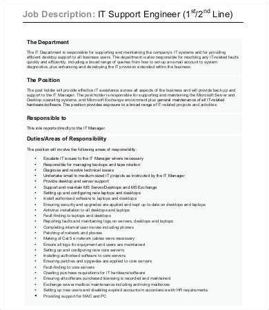 sample engineer job description templates