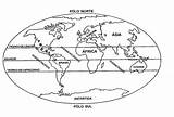 Colorir Mundi Continentes Mapas Mapamundi Planisferio Imagens Paises Norte Polo Sobre Fundamental Geografia Sociales Links sketch template