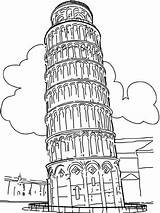 Wereld Toren Pisa Wonderen Kleurplaten sketch template