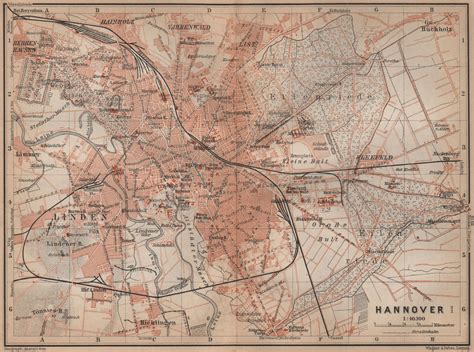 hannover antique town city stadtplan  hanover  saxony karte  map