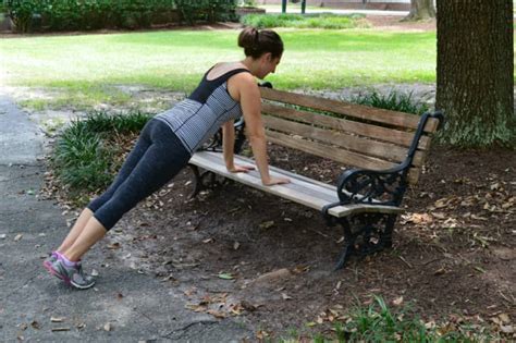 bodyweight exercises outdoor bench workout mindbodygreen