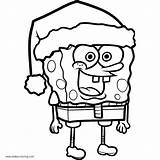 Christmas Coloring Pages Sponge Bob Hat Printable Kids sketch template