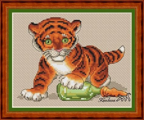 tiger cub cross stitch pattern code ak  alena koshkina buy