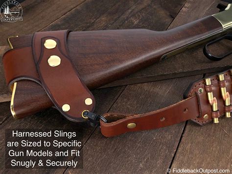 drill harnessed rifle sling rlo custom leather fiddleback outpost