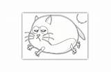 Coloring Cat Lazy Fat Pages Funny sketch template