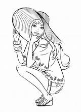 Coloring Fashionista Pages Barbie Print Color sketch template