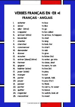 french er verbs list   lively learning classroom tpt