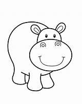Hippo Coloring Baby sketch template