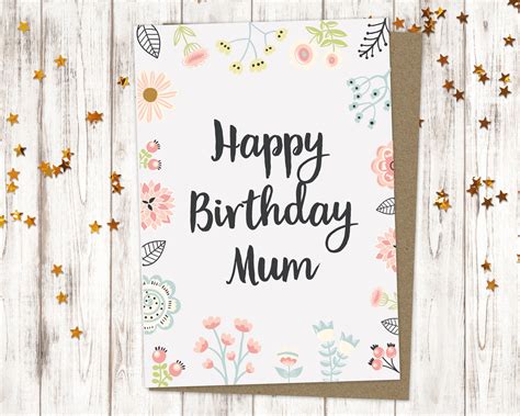 happy birthday mum card birthday card  mum happy etsy