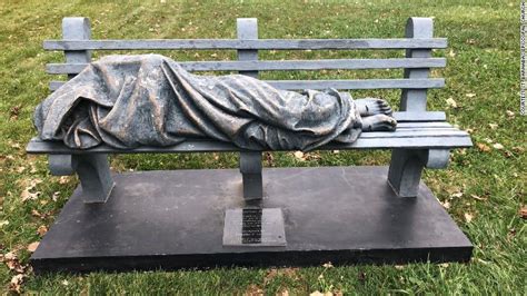a realistic homeless jesus statue sparks conversation and a visit