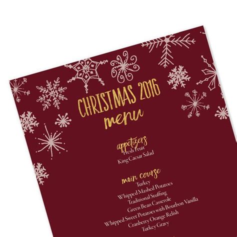 editable christmas menu template  microsoft word template