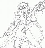 Erza Coloring Fairy Tail Pages Scarlet Anime Lineart Empress Lightning Sketch Deviantart Visit Library Clipart Drawings sketch template