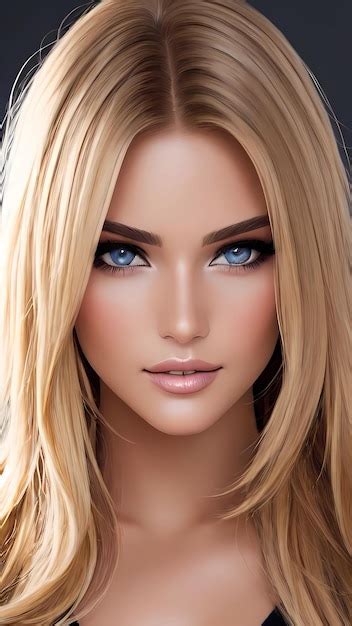 Premium Ai Image A Model With Long Blonde Hair And A Blue Eyes