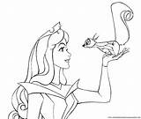 Coloring Sleeping Beauty Pages Princess Aurora Squirrel Brings Disney Book Princesses Colouring Sheets Drawing Discover sketch template