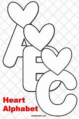 Valentine Alphabet Printable Heart Makebreaks Letters Coloring sketch template