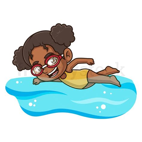 black girl swimming cartoon clipart vector friendlystock