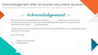 acknowledgement letter  business documents received