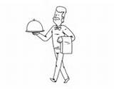 Waiter Coloring Elegant Dibujo Waitress Glasses Coloringcrew sketch template