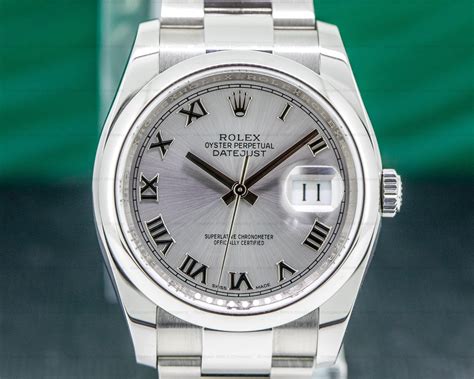 rolex  datejust rhodium roman silver dial  european