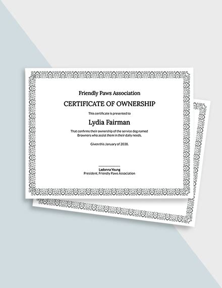 service dog certificate template google docs word templatenet