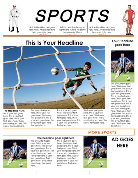 sports newspaper template  word   formats