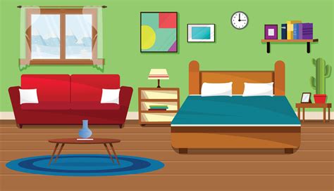 cartoon bedroom background vector art icons  graphics