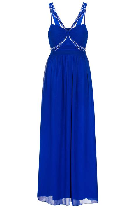 Quiz Royal Blue Chiffon Embellished Maxi Dress Gay Times Uk £39 99