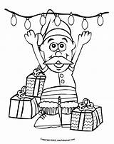 Christmas Coloring Pages Lights Elves Library Clipart sketch template