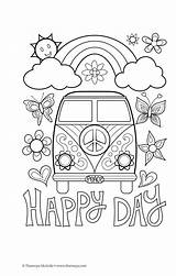 Coloring Pages Sheets Hippie Printable Colouring Happy Adult sketch template
