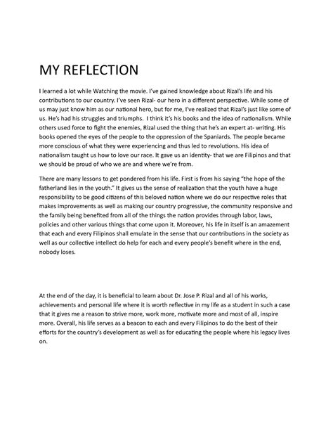 reflection paper   subject  reflection  learned  lot