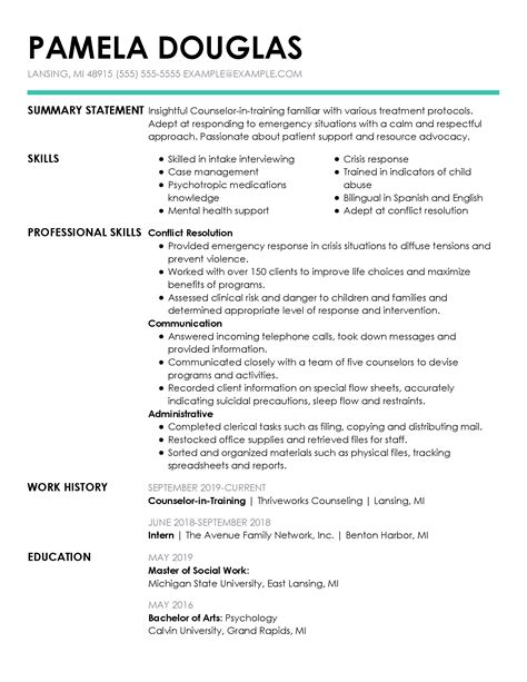 counselor  resume examples   myperfectresume