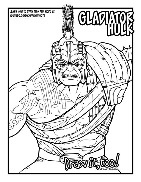 draw gladiator hulk thor ragnarok drawing tutorial draw