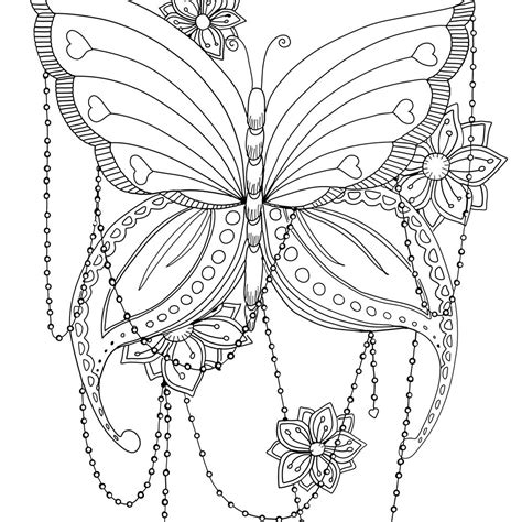 colouring page  vintage butterfly adult  figgypopsart  etsy