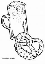 Brezel Bier Malvorlage Ausmalbilder Lebensmittel Trinken sketch template