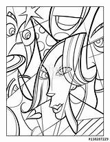 Cubist Coloring Faces Drawing Cubism Fun Getdrawings Search Royalty Stock Fotolia sketch template