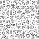 Patches Princess Fashion Clothes Seamless Pattern Vector Set Appliques Badges Denim Stickers Collection Illustration Stock Coloring Character sketch template
