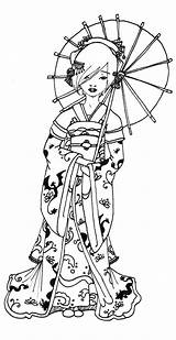 Geisha Getcolorings Japoneses Colorier Geishas Ara Adulte Asian Slipper Mandalas 1744 Cy Juveniles sketch template
