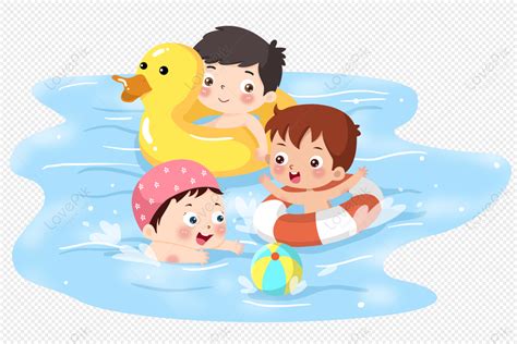 summer kids swimming  playing children swimming cartoon water