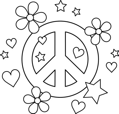 colorable peace sign design  clip art