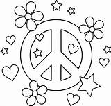 Peace Sign Coloring Clip Colorable Pages Flower Hippie Hearts Para Sweetclipart Colorear Paz sketch template