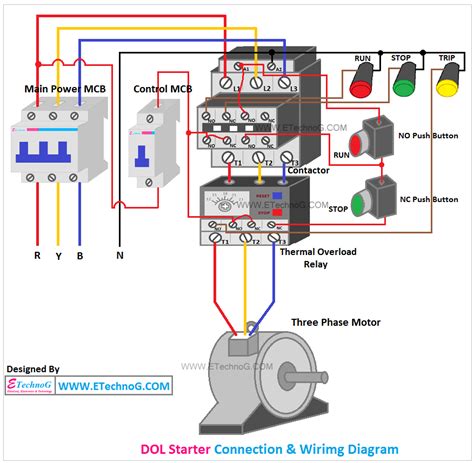 dol starter connection  wiring diagram  olr etechnog